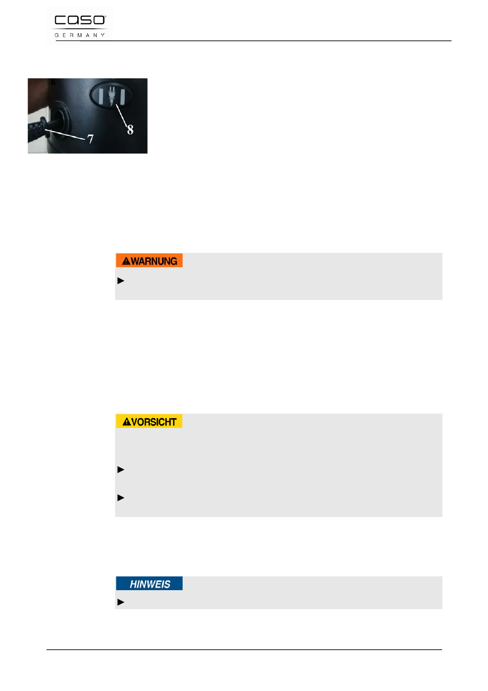 4 einziehbare kabelhalterung, 6 reinigung und pflege, 1 sicherheitshinweise | 2 reinigung | CASO Germany D10 Multi Opener User Manual | Page 20 / 92