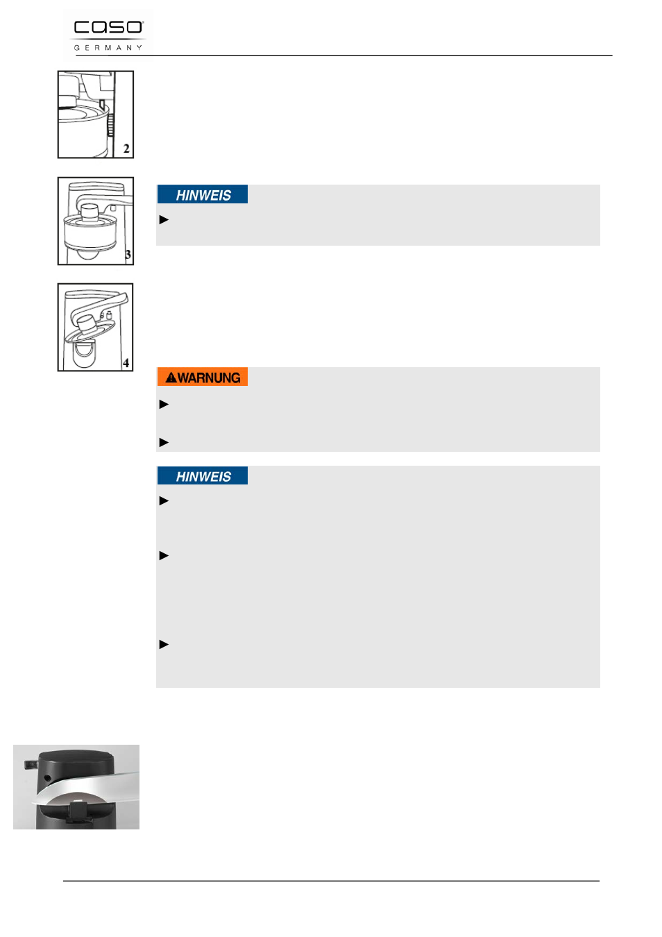 2 affûter les couteaux, Remarque, Attention | CASO Germany D10 Multi Opener User Manual | Page 46 / 92