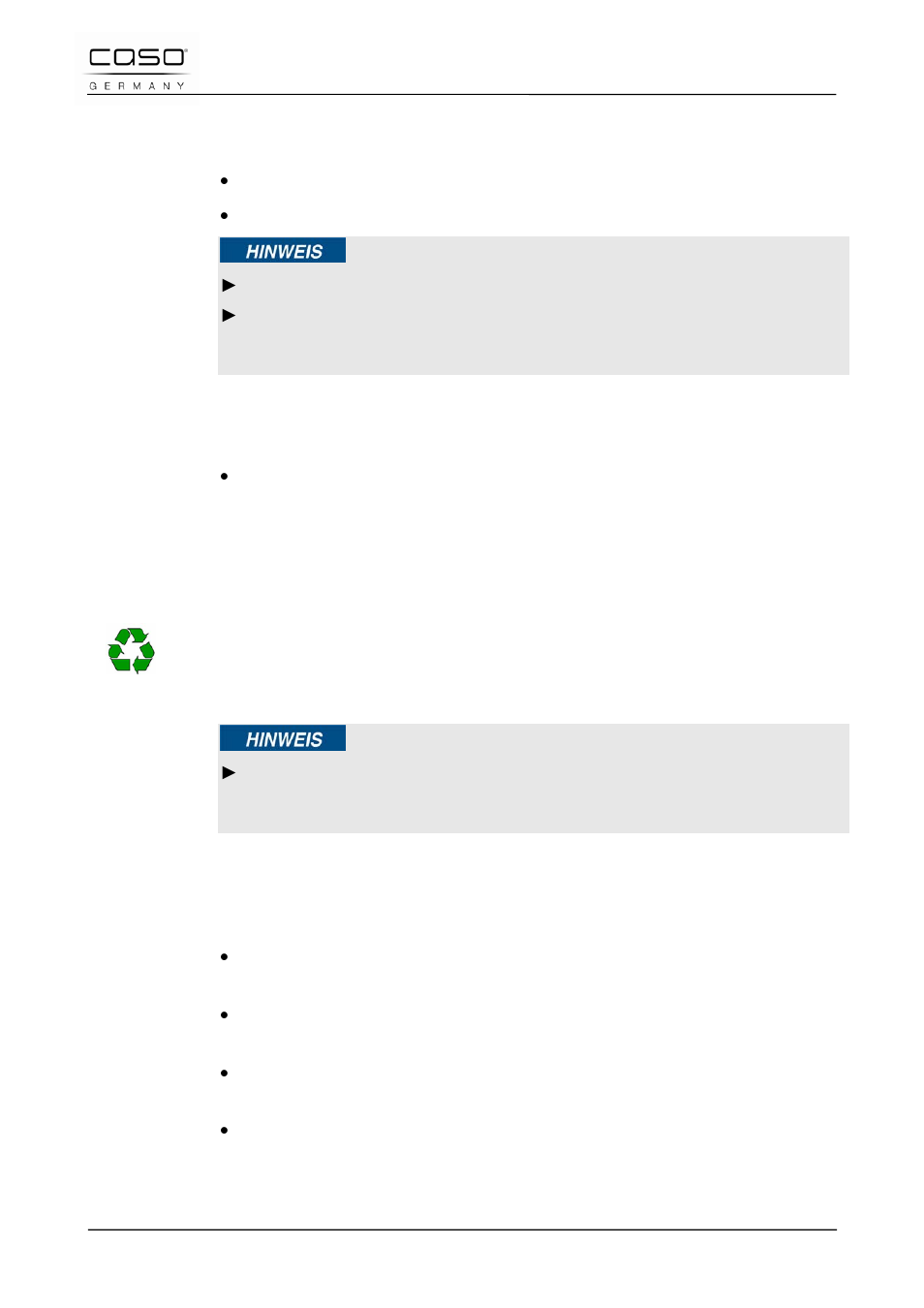 2 insieme della fornitura ed ispezione trasporto, 3 disimballaggio, 4 smaltimento dell’involucro | 5 requisiti del luogo di posizionamento, Indicazione | CASO Germany D10 Multi Opener User Manual | Page 57 / 92
