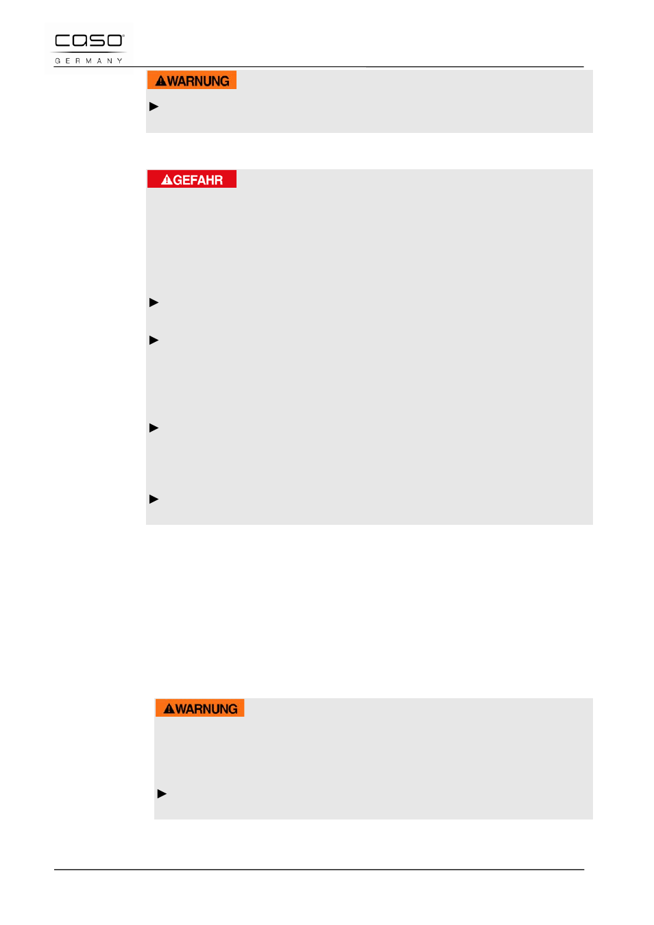 2 peligro de electrocución, 35 puesta en marcha, 1 instrucciones de seguridad | Aviso, Peligro, Advertencia | CASO Germany D10 Multi Opener User Manual | Page 70 / 92