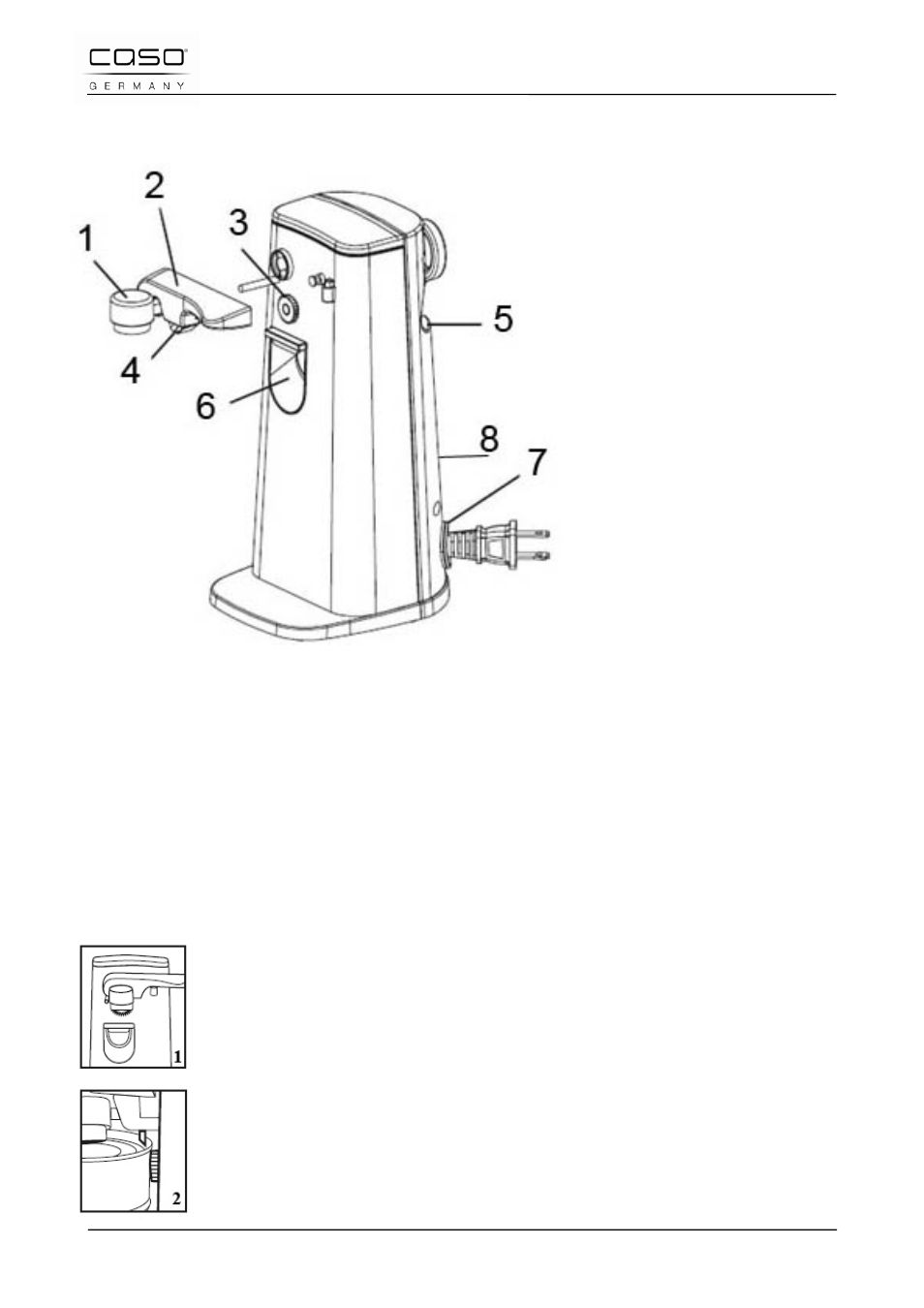 1 visión de conjunto, 2 placa de especificaciones, 37 operación y funcionamiento | 1 abrir latas | CASO Germany D10 Multi Opener User Manual | Page 73 / 92