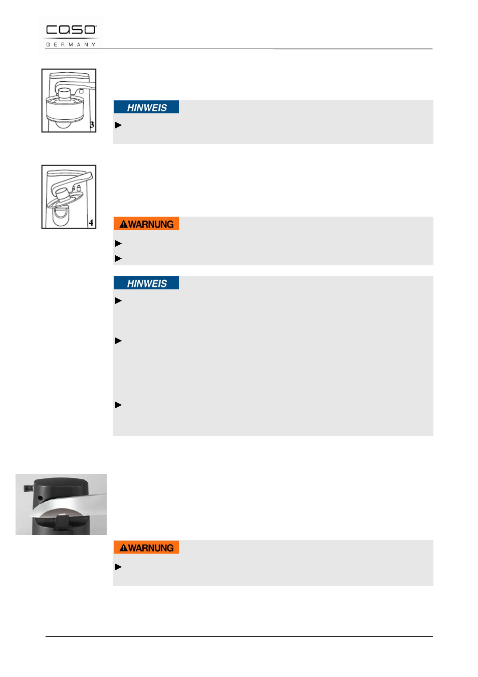 2 messen slijpen, Waarschuwing | CASO Germany D10 Multi Opener User Manual | Page 88 / 92