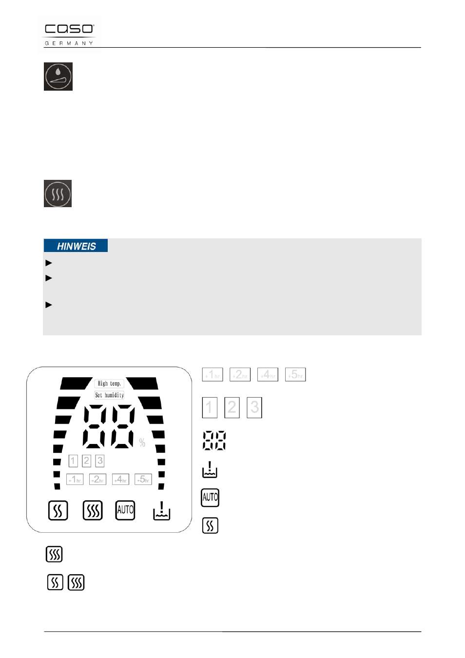 4 display auf dem gerät | CASO Germany AirVital Pro User Manual | Page 19 / 103