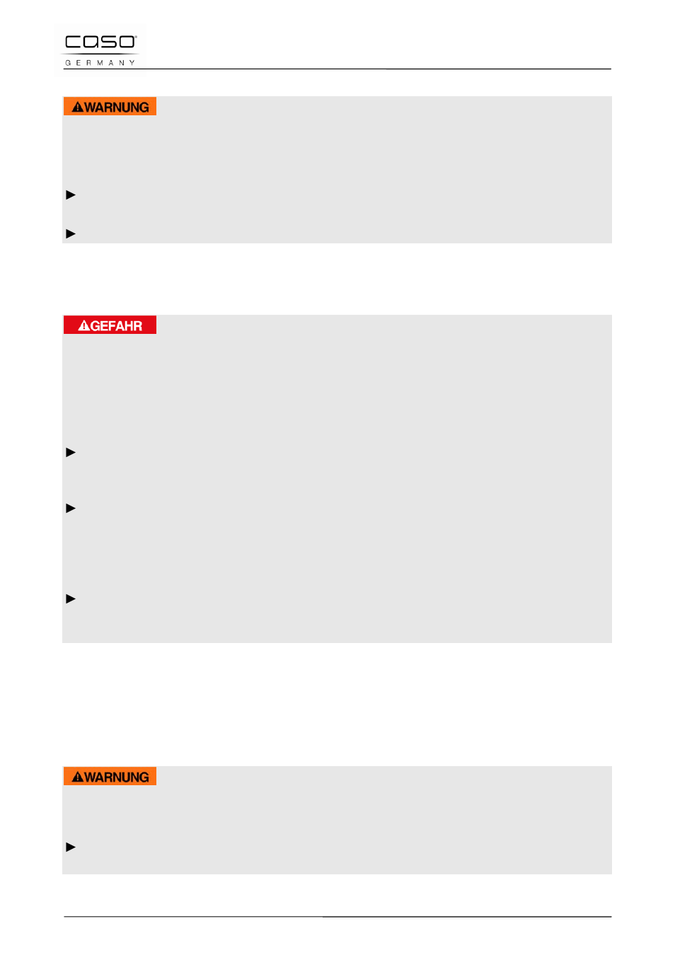 1 verbrennungsgefahr, 3 gefahrenquellen, 1 gefahr durch elektrischen strom | 3 inbetriebnahme, 1 sicherheitshinweise | CASO Germany AirVital User Manual | Page 13 / 97