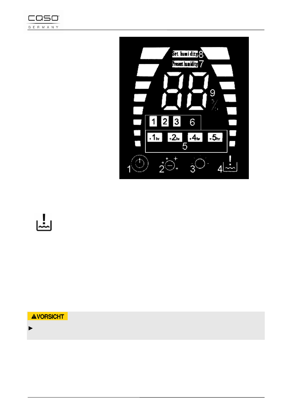 4 display on the device, Attention | CASO Germany AirVital User Manual | Page 34 / 97