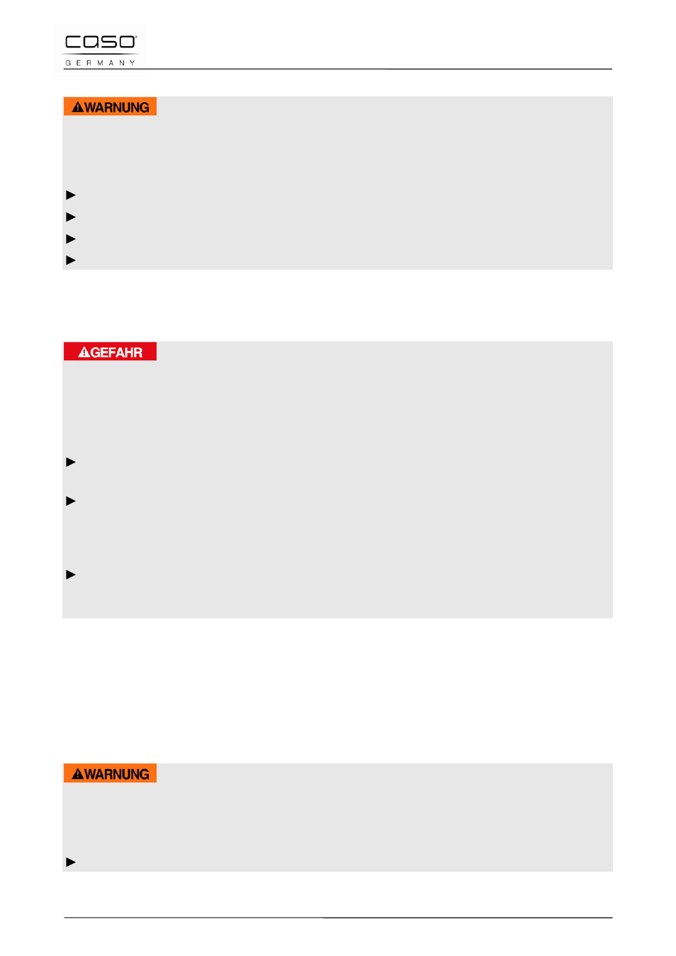 1 danger de brulures, 3 sources de danger, 1 dangers du courant électrique | 23 mise en service, 1 consignes de sécurité, Attention, Danger | CASO Germany AirVital User Manual | Page 43 / 97