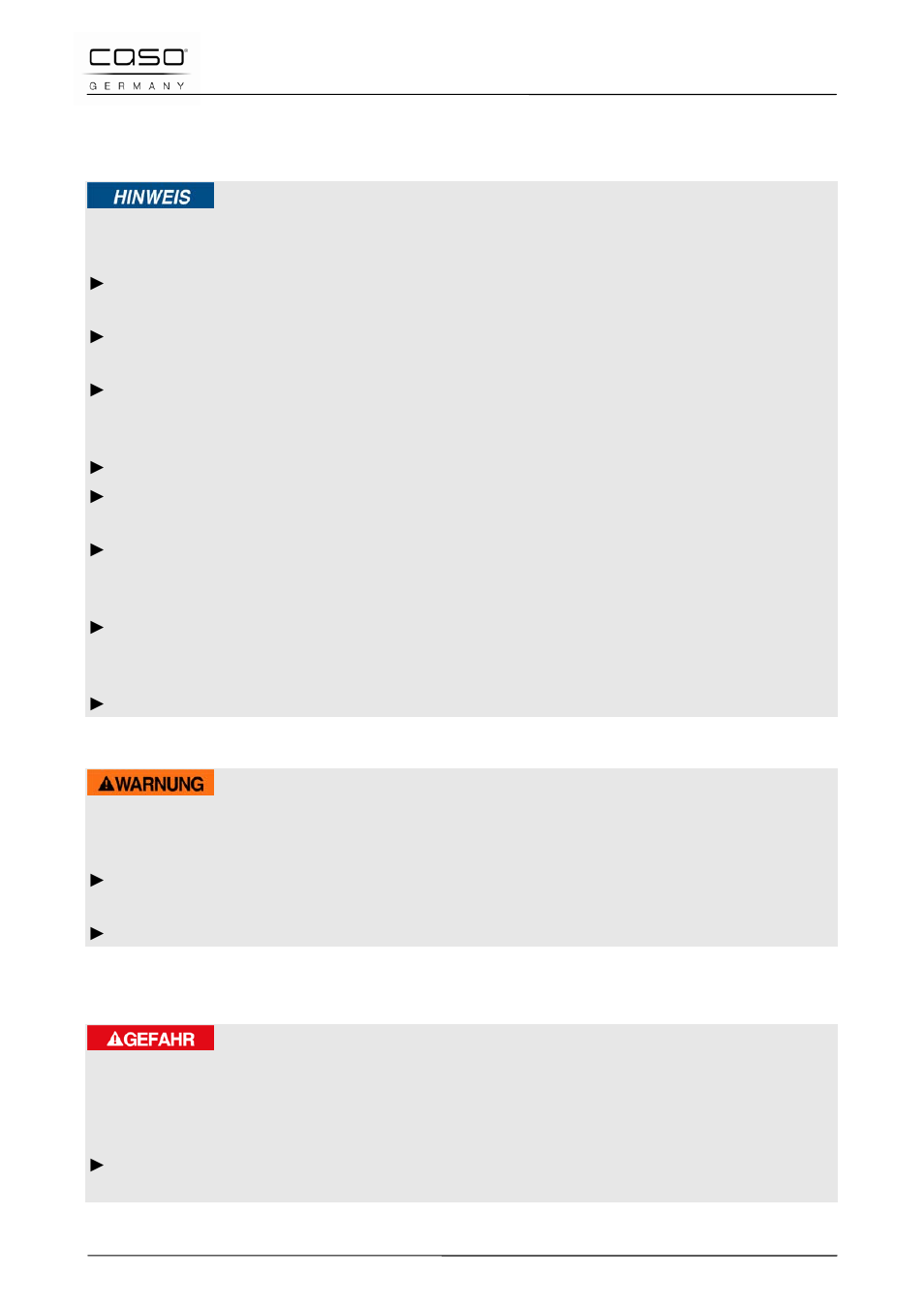 2 fuentes de peligro, 3 instrucciones generales de seguridad, 1 peligro de quemaduras | 2 peligro de electrocución, Nota, Atención, Peligro | CASO Germany AirVital User Manual | Page 71 / 97