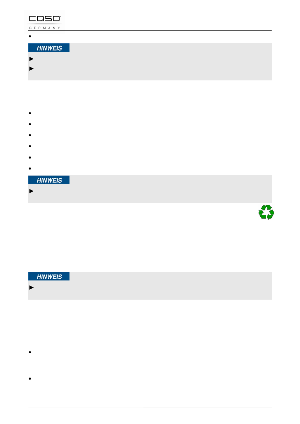 3 disimballaggio, 4 smaltimento dell’involucro, 5 posizionamento | 1 requisiti del luogo di posizionamento, Indicazione | CASO Germany UltraSonicClean Disc User Manual | Page 57 / 96