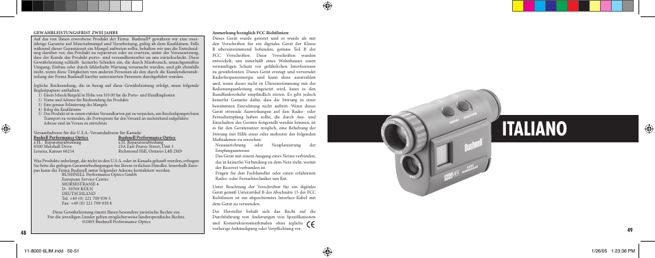 Italiano | Bushnell IMAGEVIEW Nov-00 User Manual | Page 26 / 39