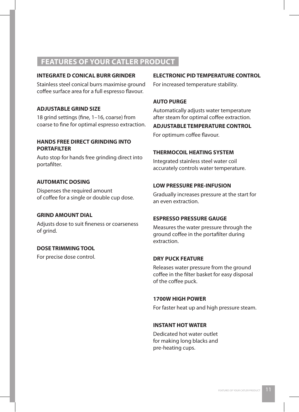 Features of your catler product | Catler ES 8013 User Manual | Page 11 / 48