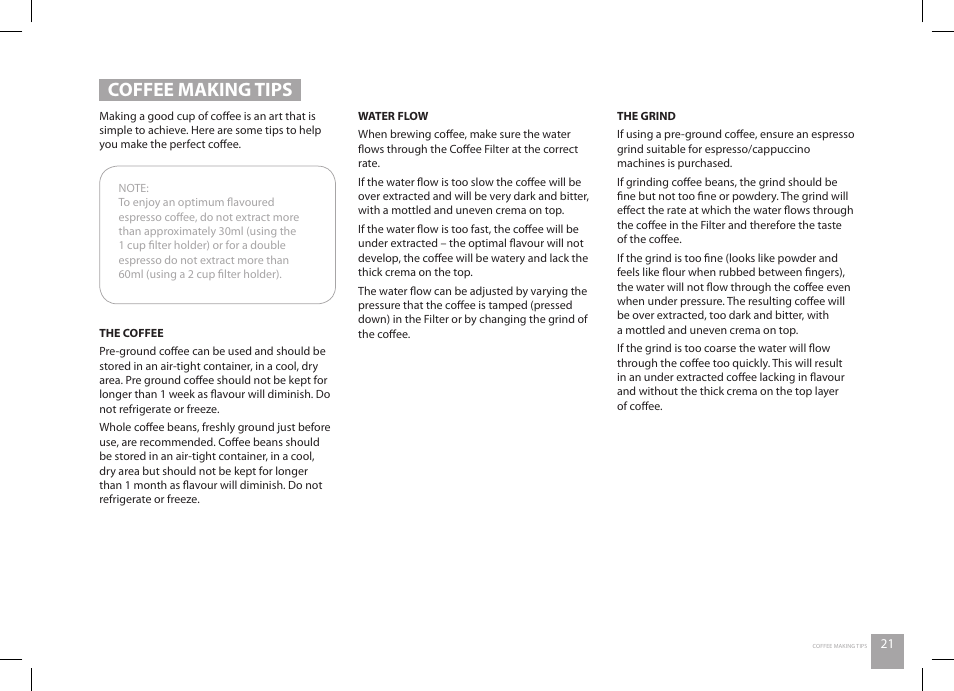 Coffee making tips | Catler ES 8010 User Manual | Page 21 / 40