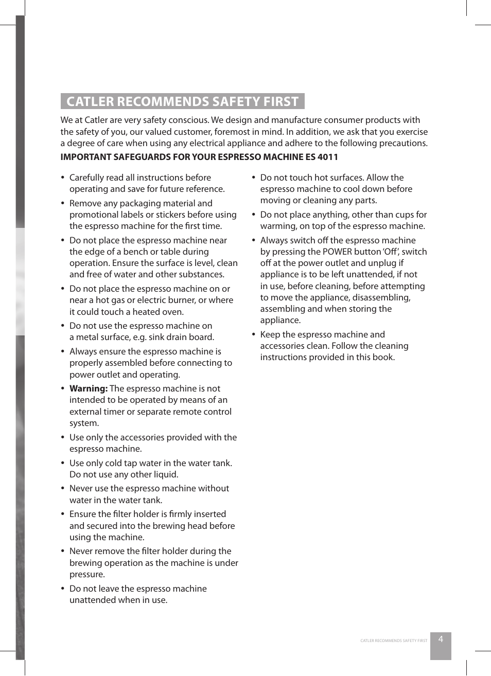 Catler recommends safety first | Catler ES 4011 User Manual | Page 5 / 24