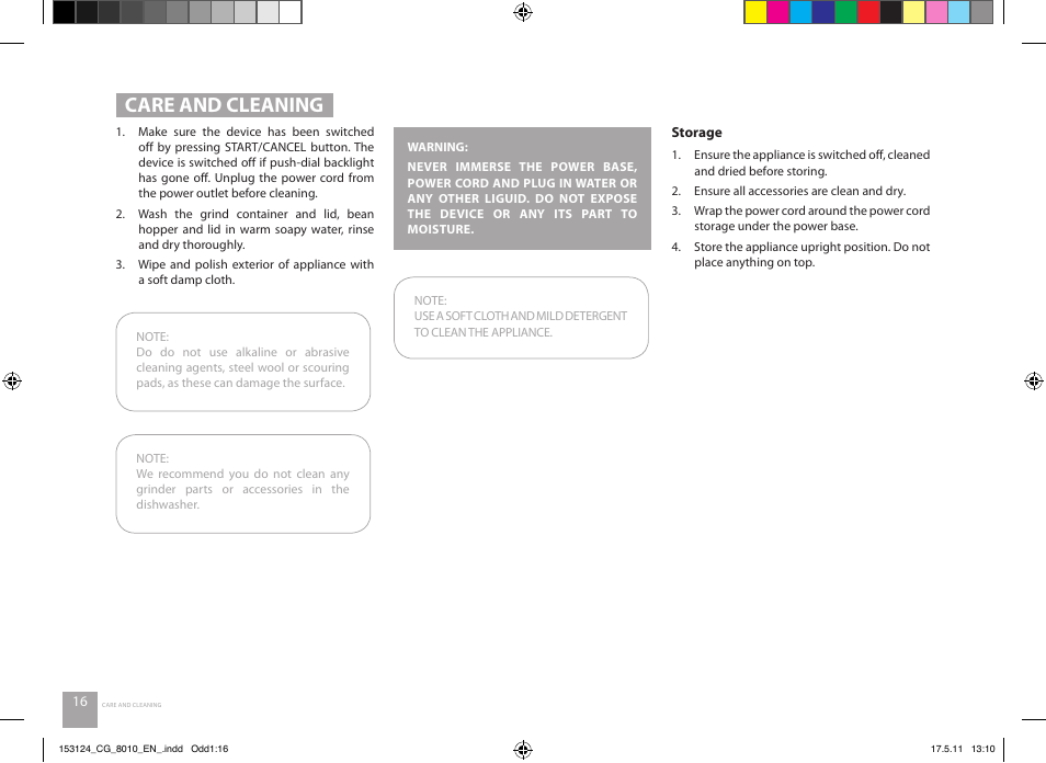 Care and cleaning | Catler CG 8010 User Manual | Page 16 / 20