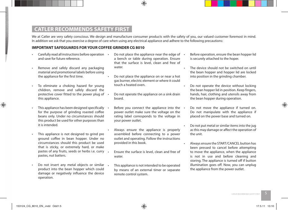 Catler recommends safety first | Catler CG 8010 User Manual | Page 5 / 20