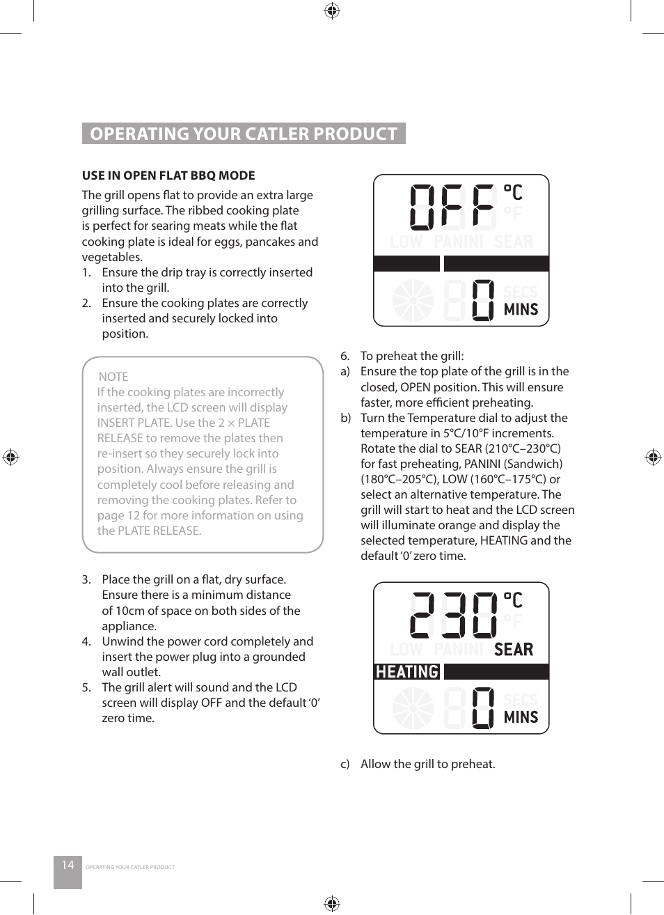 Operating your catler product | Catler GR 8030 User Manual | Page 14 / 40