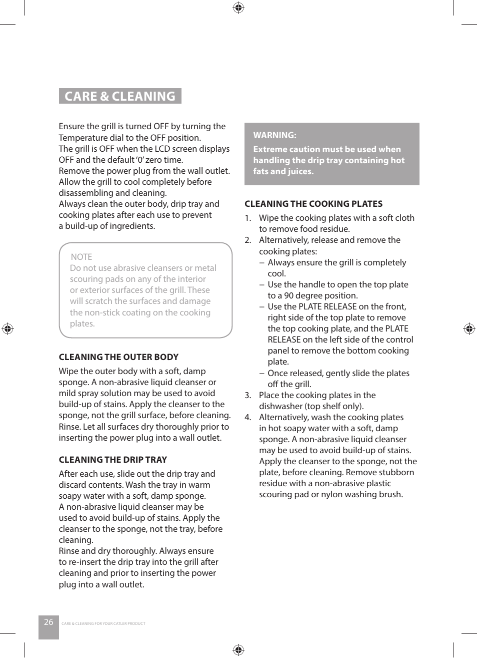 Care & cleaning | Catler GR 8030 User Manual | Page 26 / 40