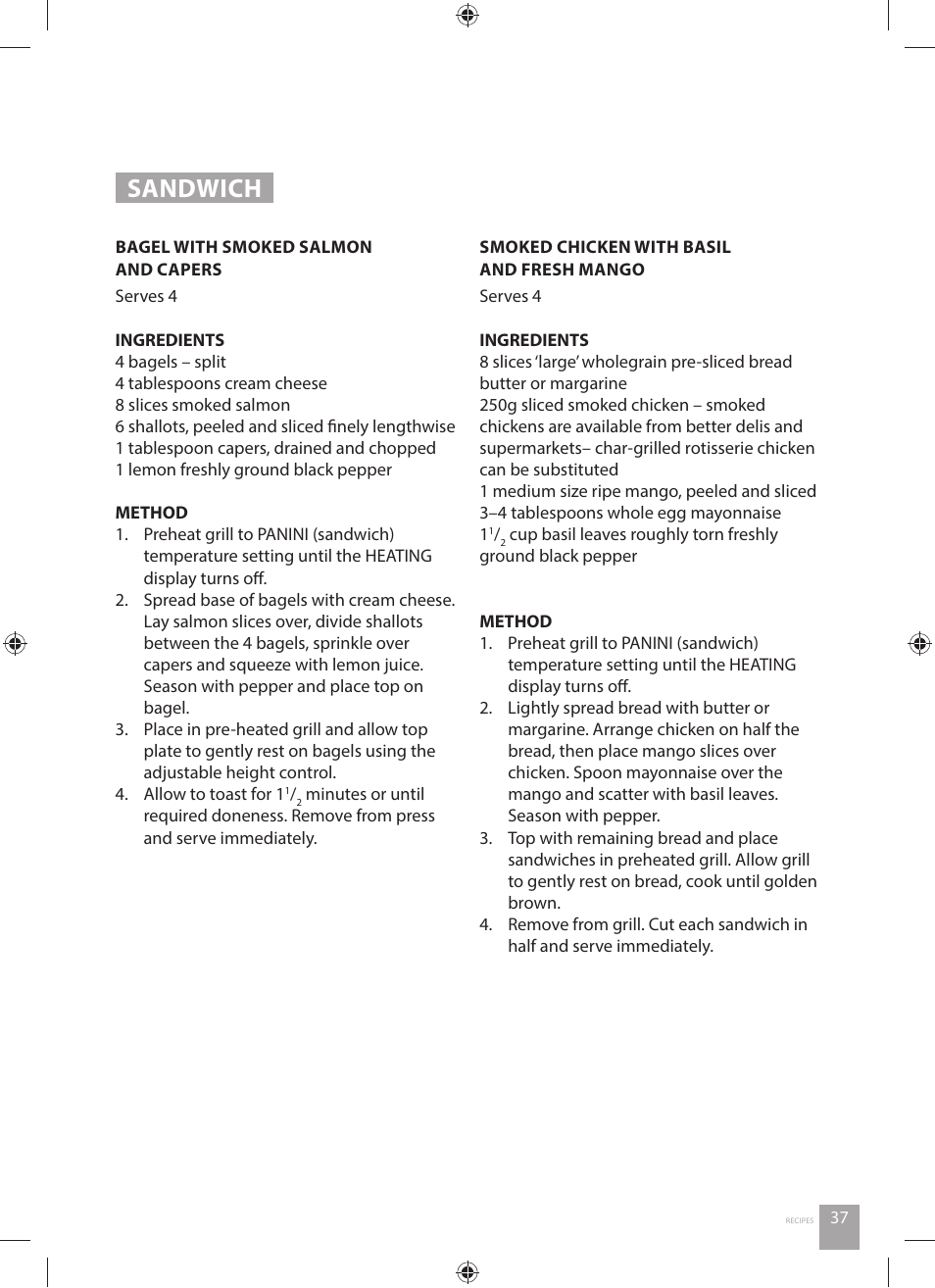 Sandwich | Catler GR 8030 User Manual | Page 37 / 40