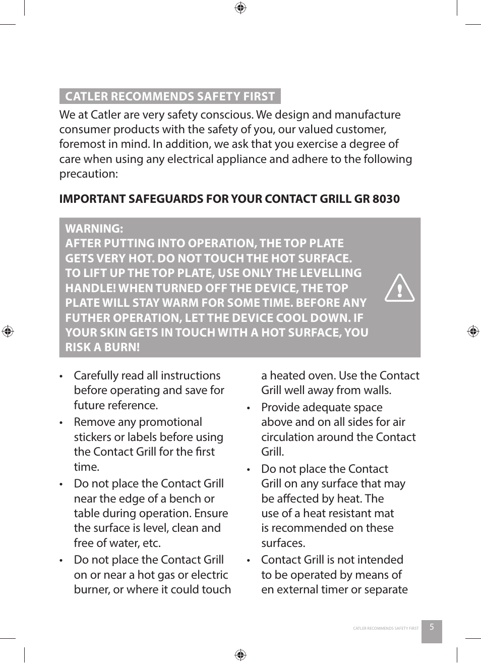 Catler GR 8030 User Manual | Page 5 / 40