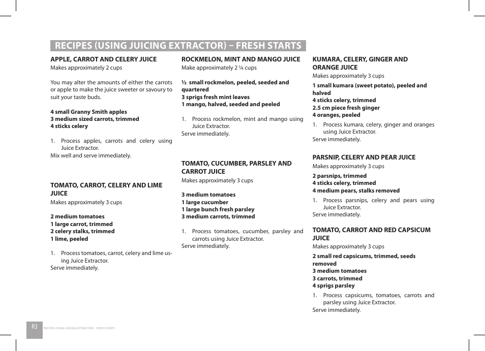 Recipes (using juicing extractor) – fresh starts | Catler JE 8011 User Manual | Page 36 / 52