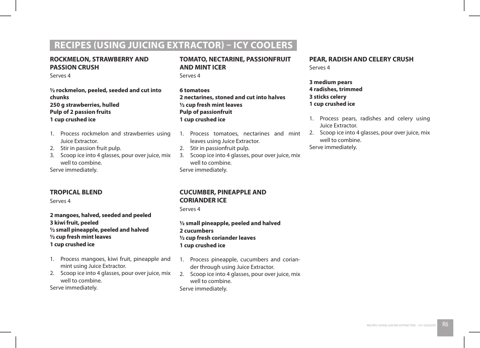 Recipes (using juicing extractor) – icy coolers | Catler JE 8011 User Manual | Page 39 / 52