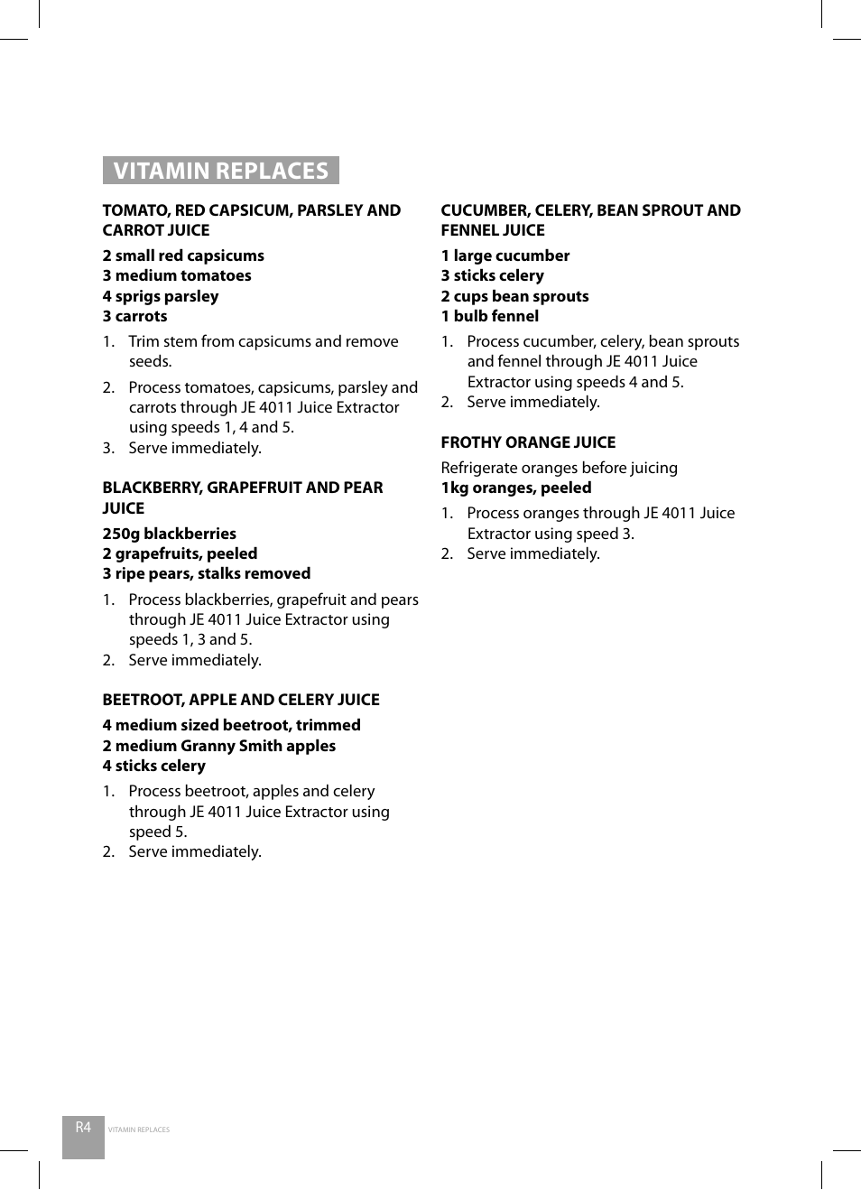 Vitamin replaces | Catler JE 4011 User Manual | Page 28 / 40