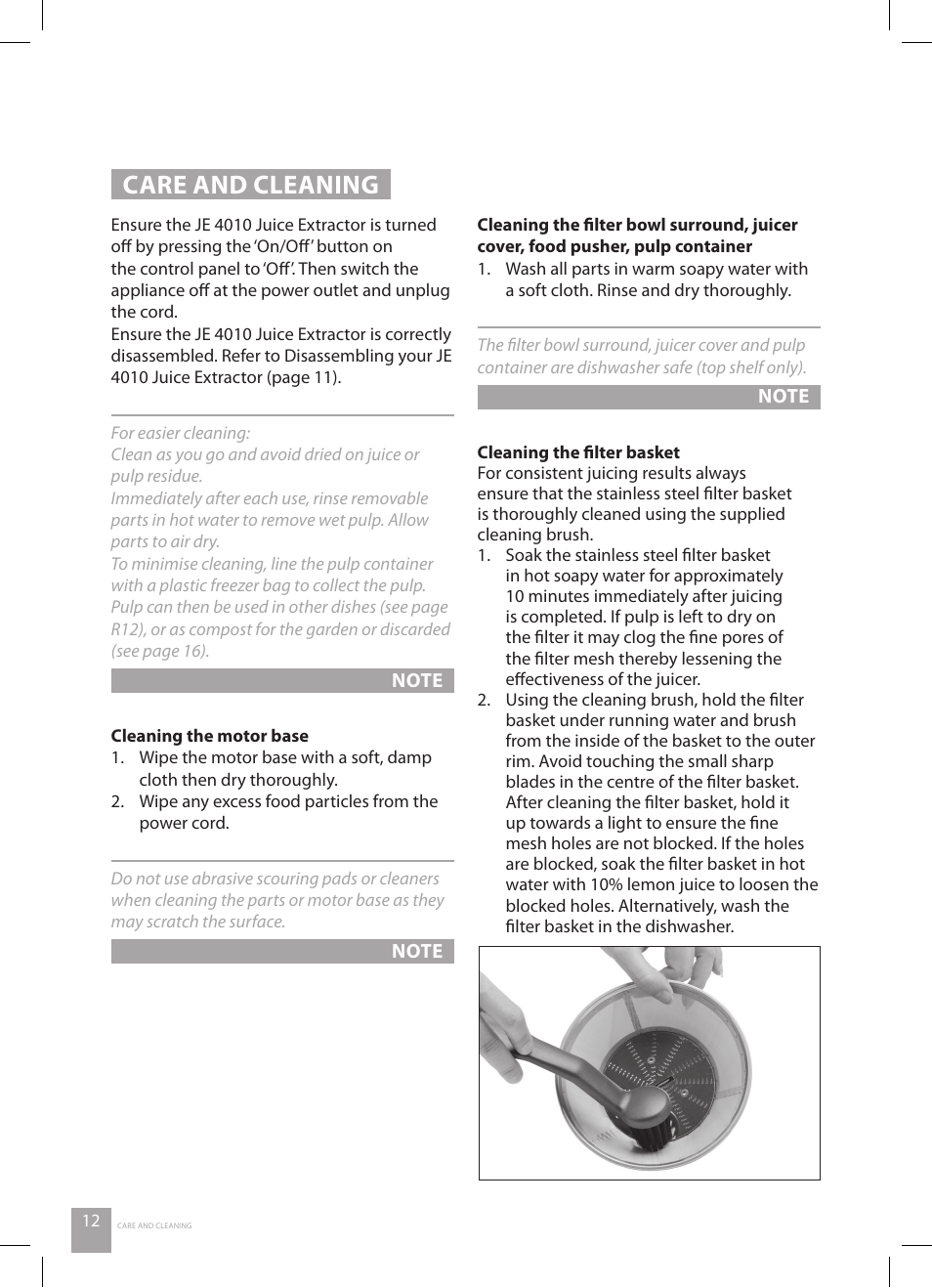 Care and cleaning | Catler JE 4010 User Manual | Page 14 / 36