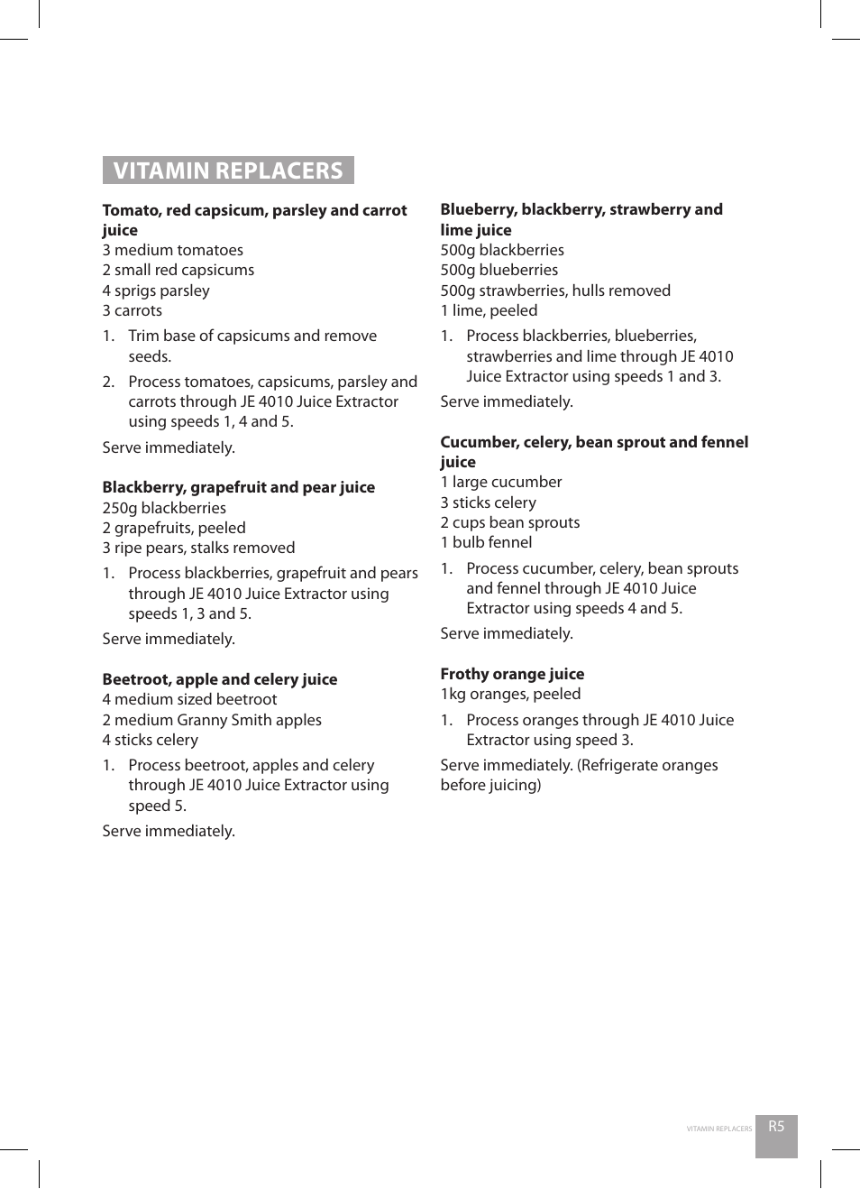 Vitamin replacers | Catler JE 4010 User Manual | Page 25 / 36