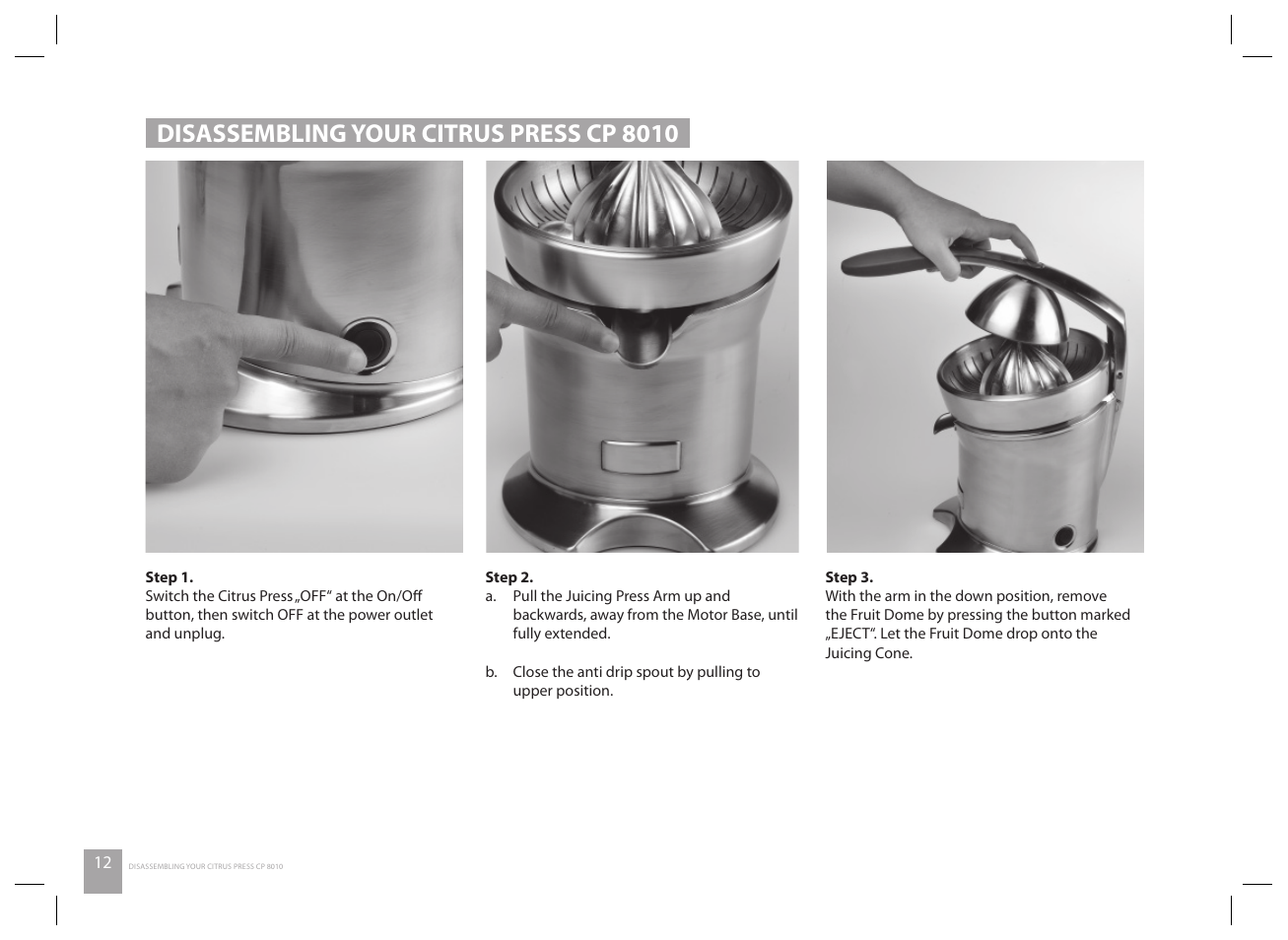 Disassembling your citrus press cp 8010 | Catler CP 8010 User Manual | Page 14 / 20