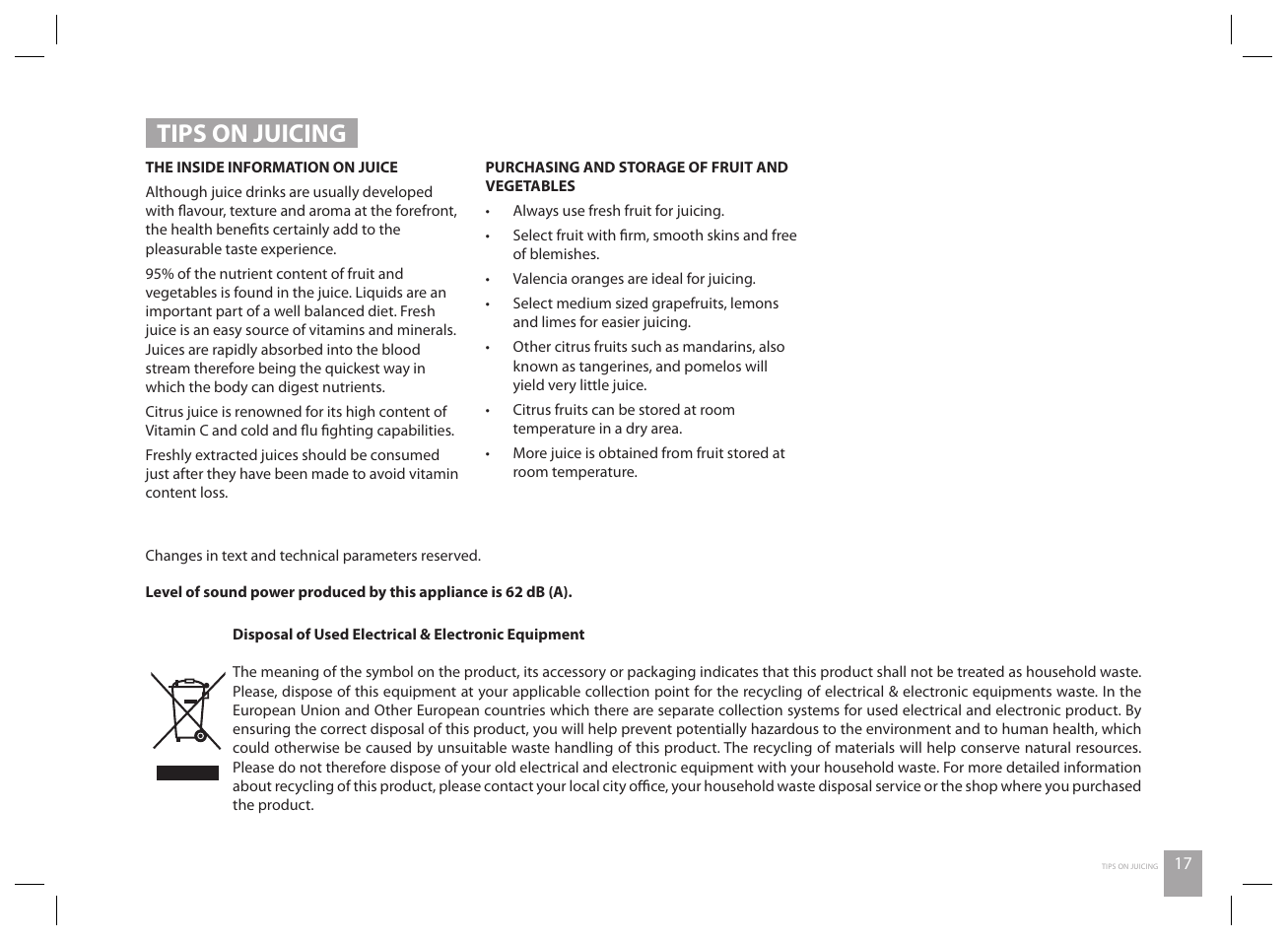 Tips on juicing | Catler CP 8010 User Manual | Page 19 / 20