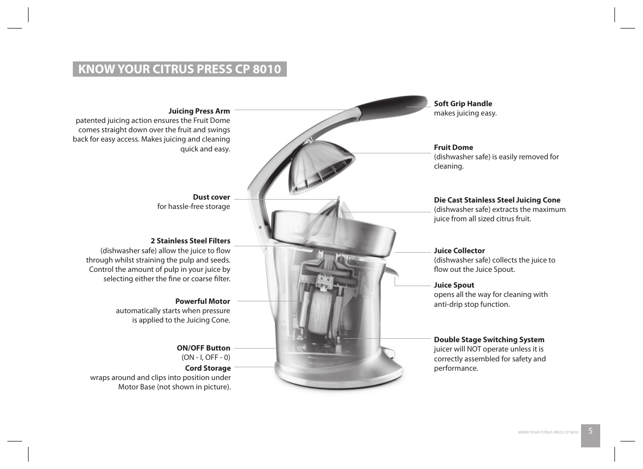 Know your citrus press cp 8010 | Catler CP 8010 User Manual | Page 7 / 20