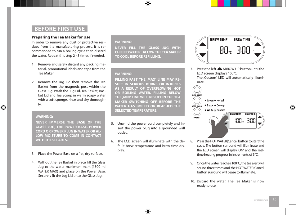 Before first use | Catler TM 8010 User Manual | Page 13 / 32