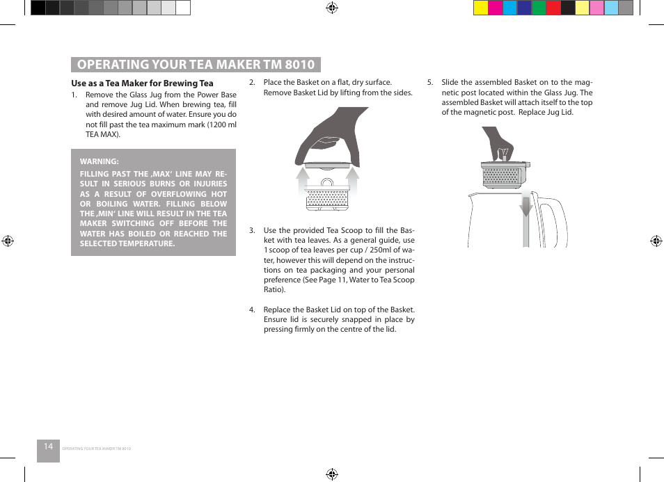 Operating your tea maker tm 8010 | Catler TM 8010 User Manual | Page 14 / 32