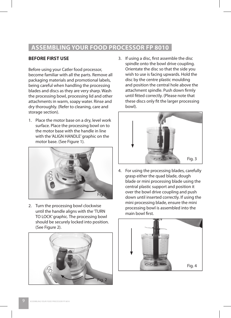 Assembling your food processor fp 8010 | Catler FP 8010 User Manual | Page 10 / 64