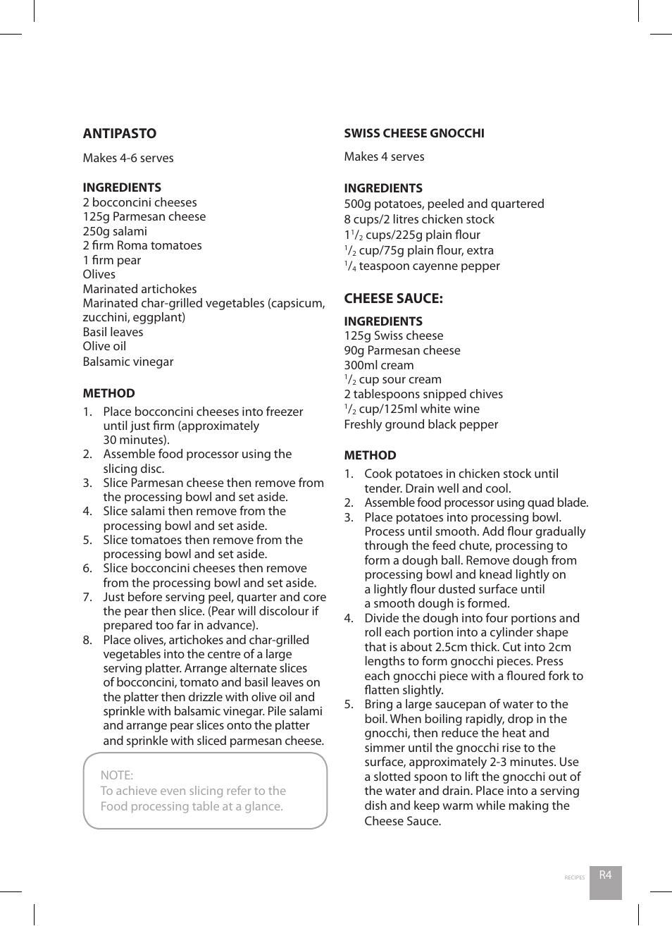 Antipasto, Cheese sauce | Catler FP 8010 User Manual | Page 39 / 64