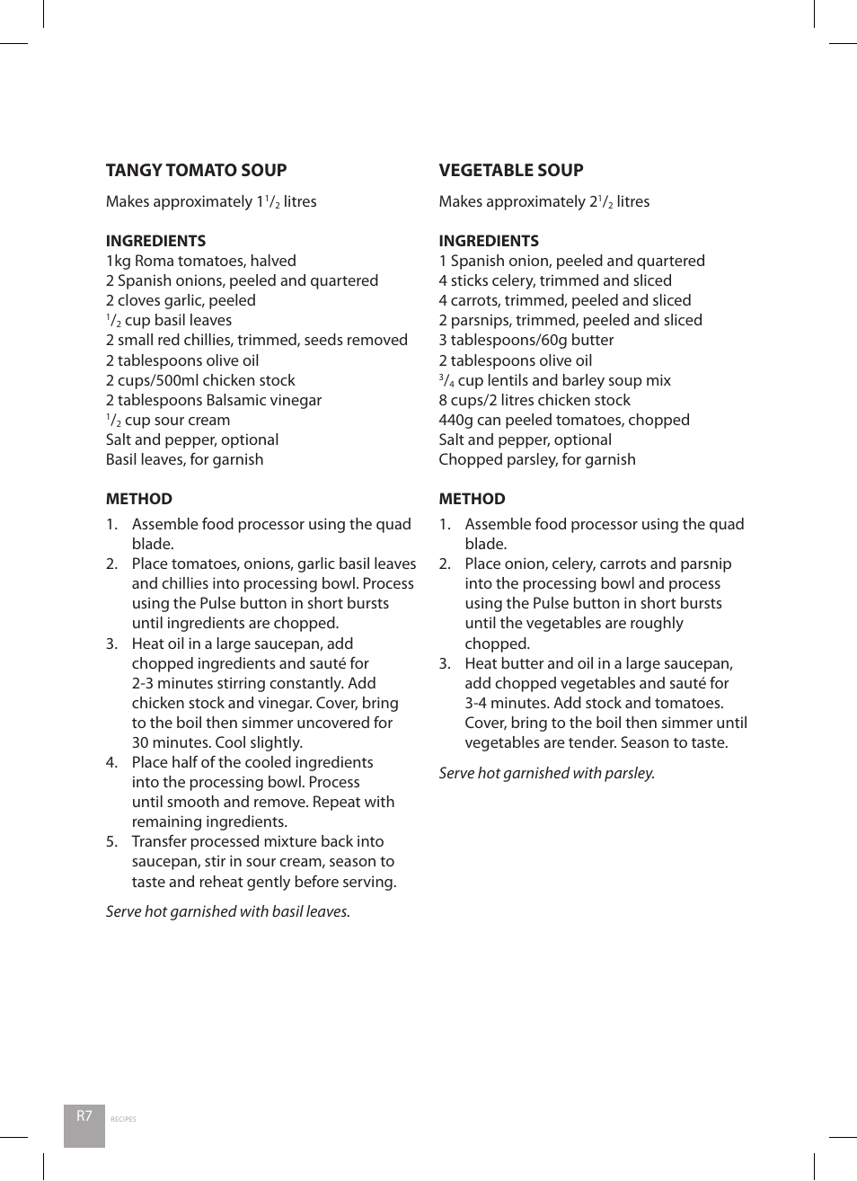 Tangy tomato soup, Vegetable soup | Catler FP 8010 User Manual | Page 42 / 64