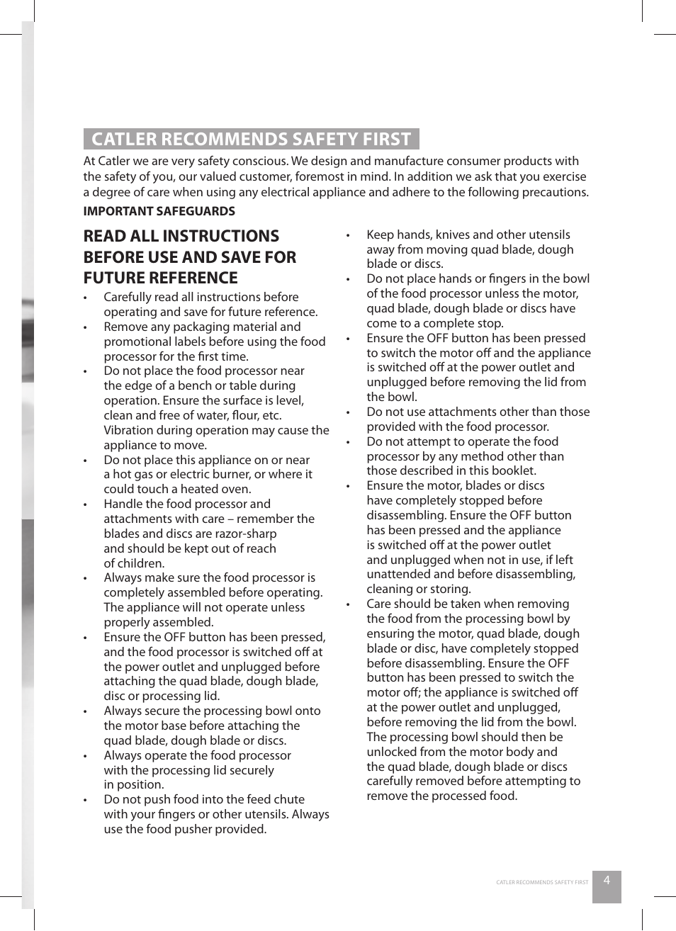Catler recommends safety first | Catler FP 8010 User Manual | Page 5 / 64
