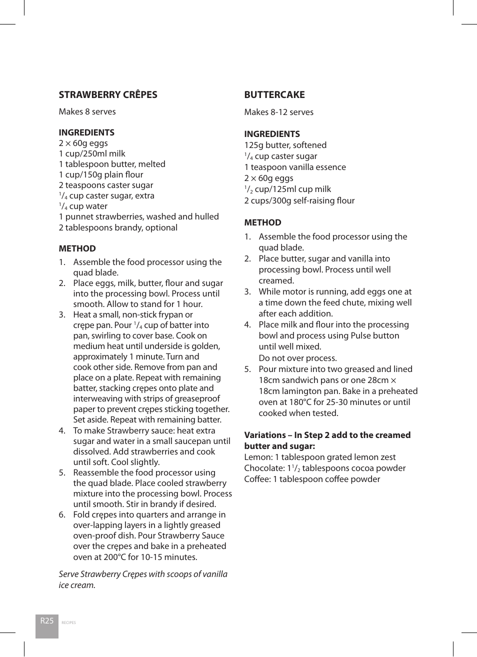 Strawberry crêpes, Buttercake | Catler FP 8010 User Manual | Page 60 / 64