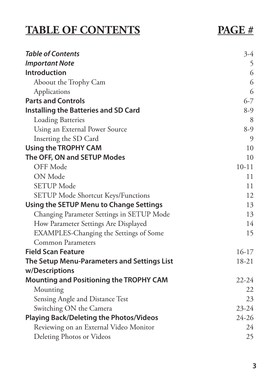 Bushnell TROPHY CAM 119425C2 User Manual | Page 3 / 36