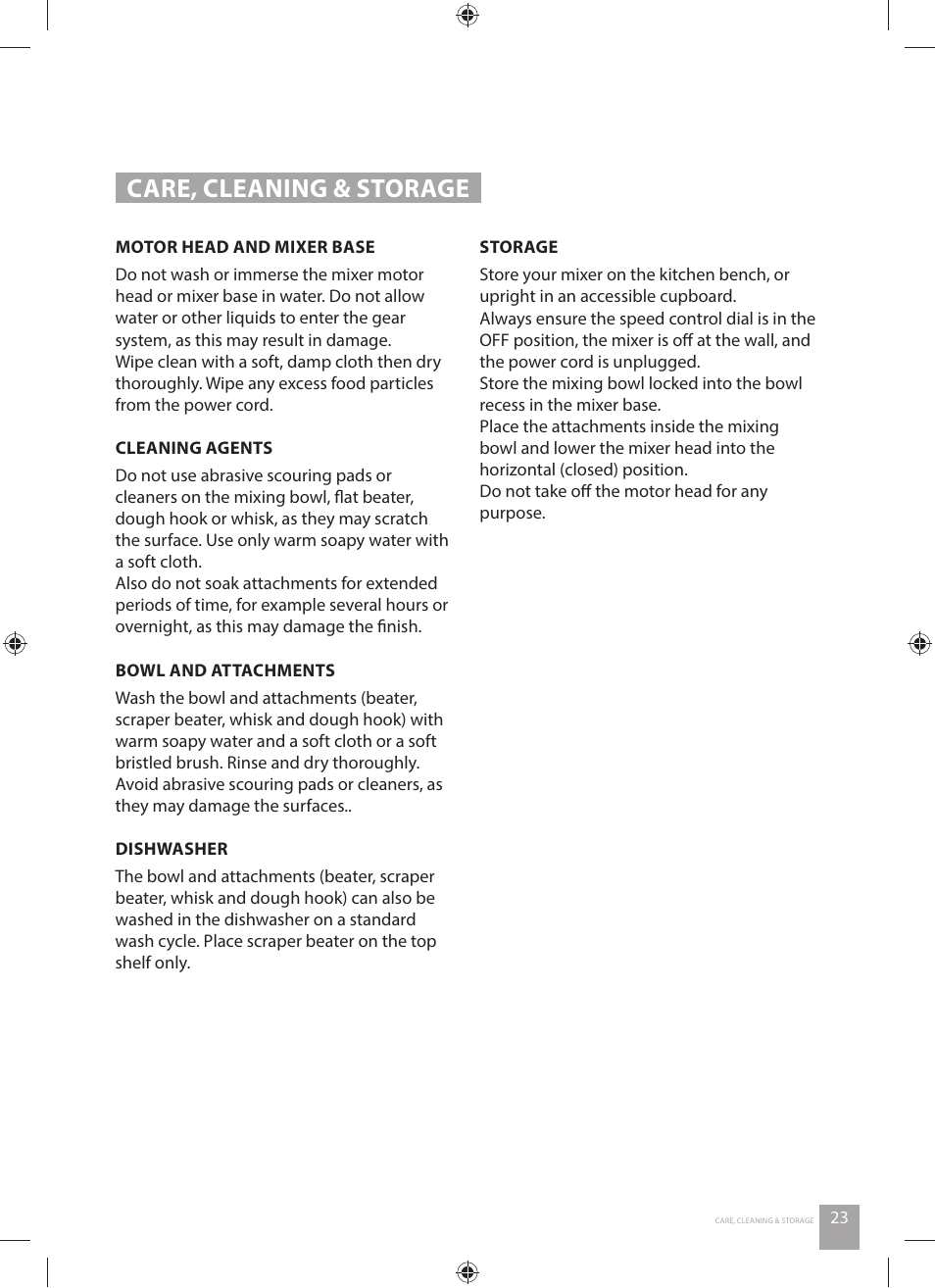 Care, cleaning & storage | Catler KM 8011 User Manual | Page 23 / 44