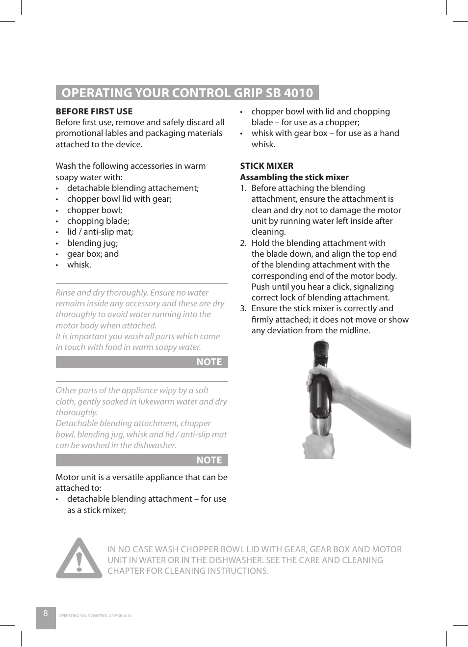 Operating your control grip sb 4010 | Catler SB 4010 User Manual | Page 10 / 28