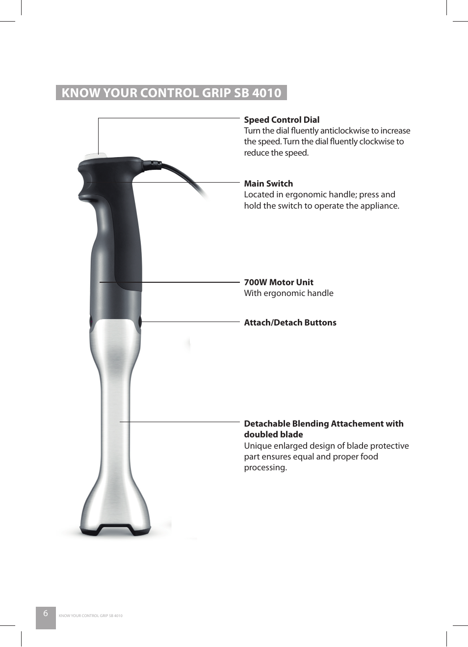 Know your control grip sb 4010 | Catler SB 4010 User Manual | Page 8 / 28