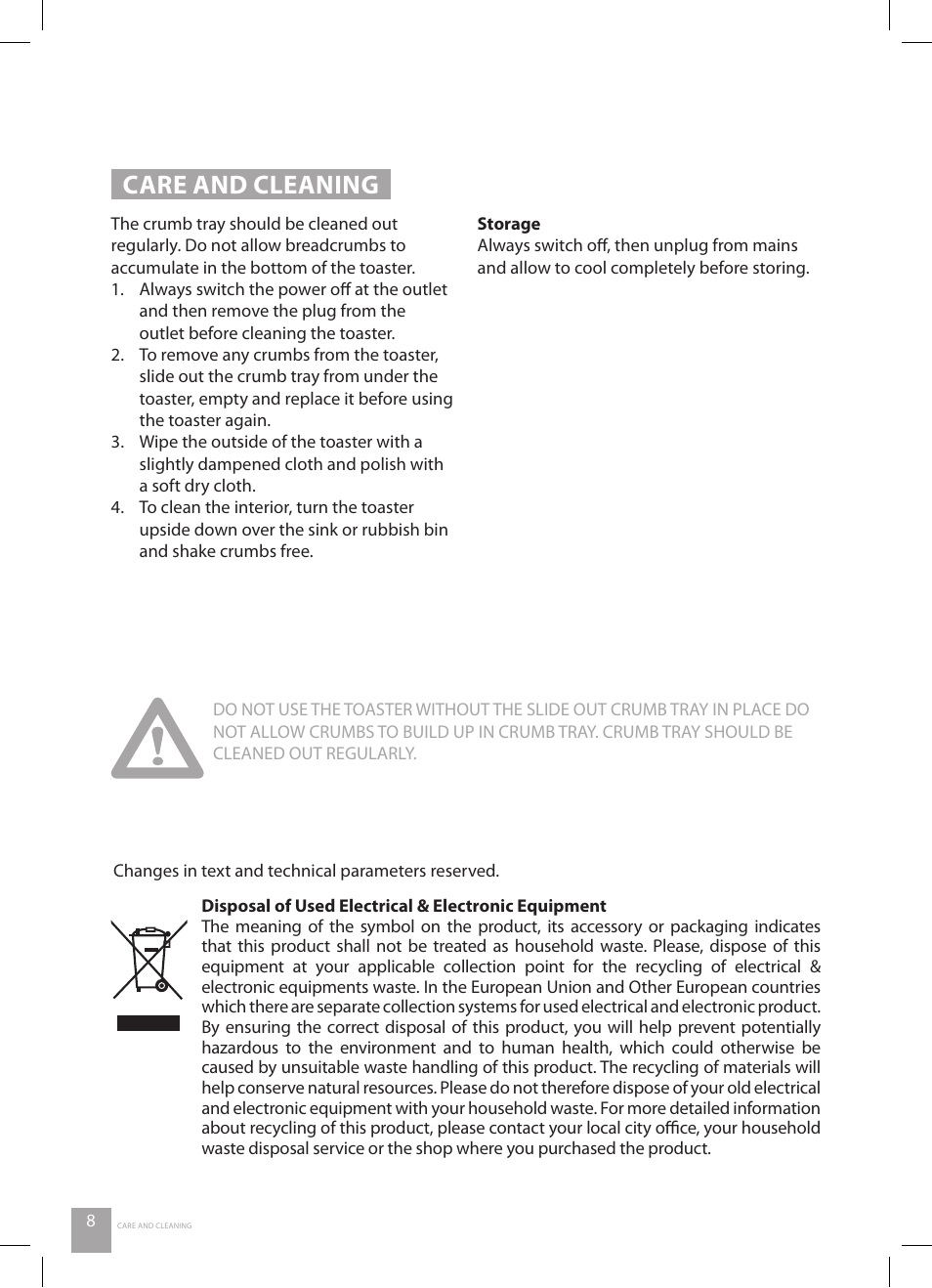 Care and cleaning | Catler TS 8010 User Manual | Page 10 / 12