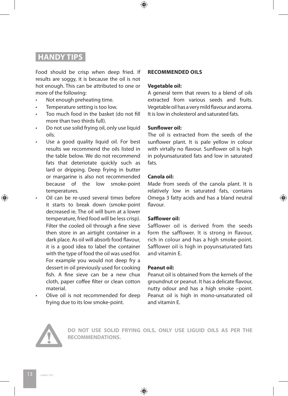 Handy tips | Catler DF 4010 User Manual | Page 14 / 32