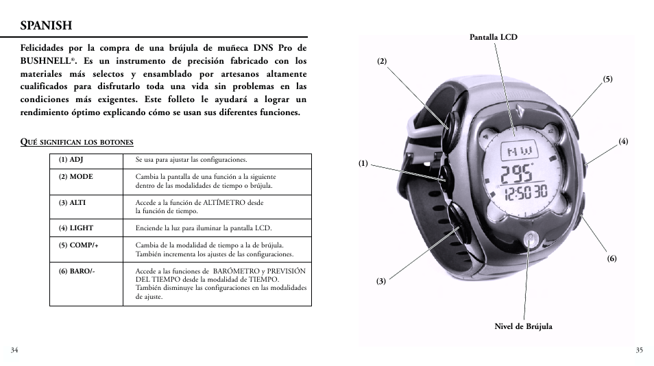 Spanish | Bushnell DIGITAL NAVIGATION 70-0102 User Manual | Page 19 / 51