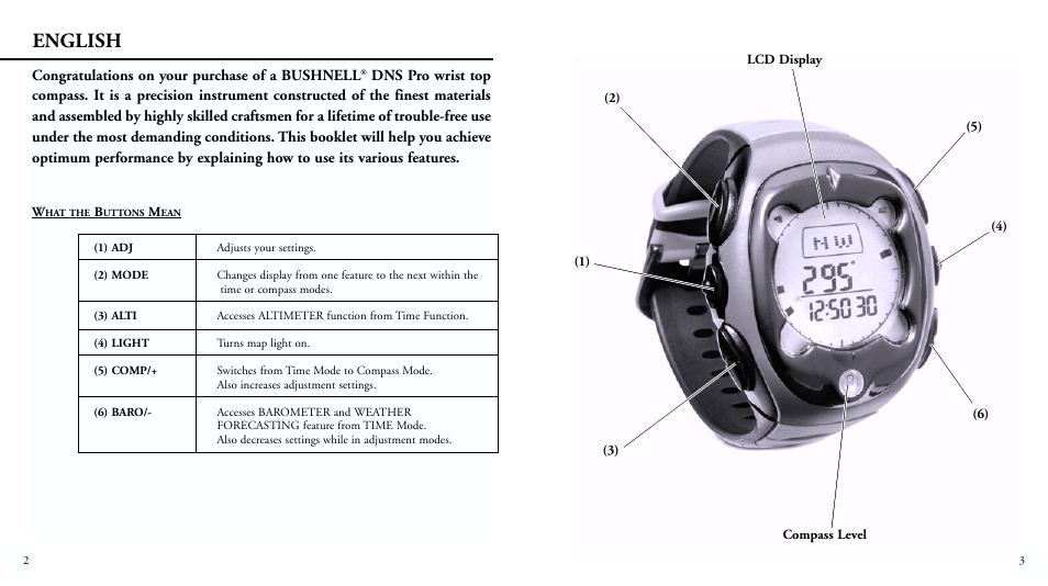 English | Bushnell DIGITAL NAVIGATION 70-0102 User Manual | Page 3 / 51