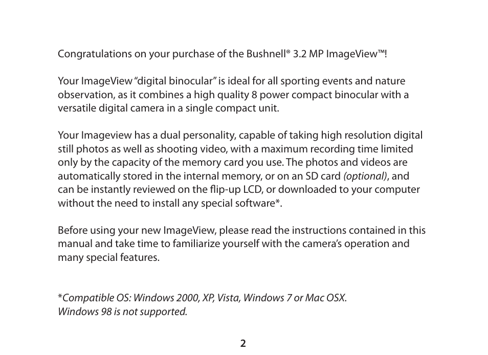 Bushnell ImageView 11-0833 User Manual | Page 2 / 20