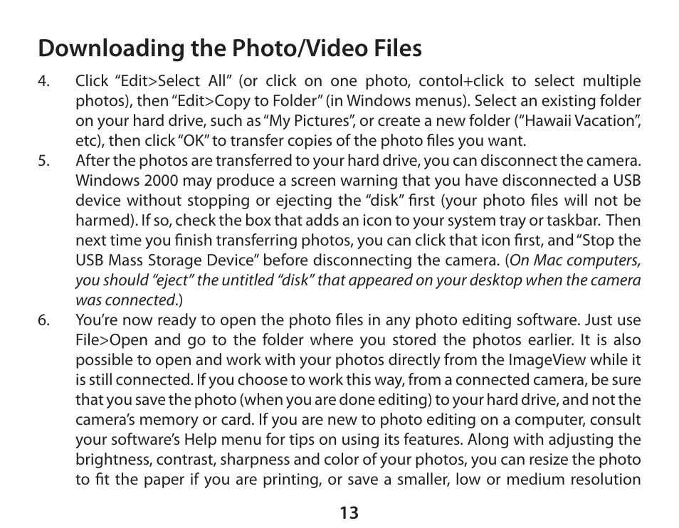 Downloading the photo/video files | Bushnell 111026 User Manual | Page 13 / 20