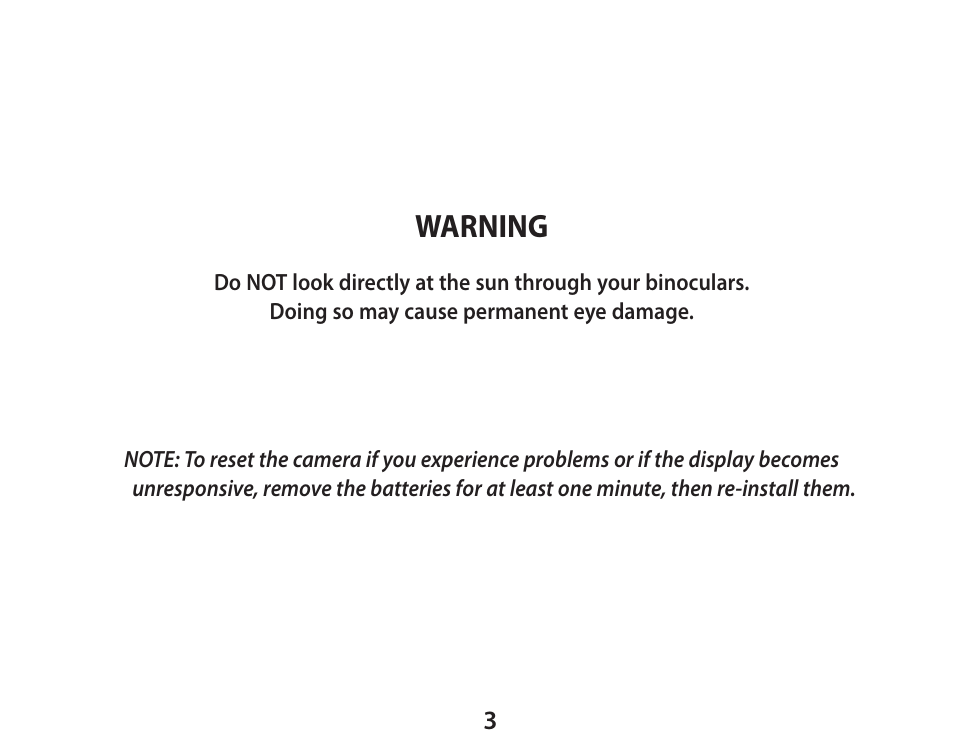 Warning | Bushnell 111026 User Manual | Page 3 / 20