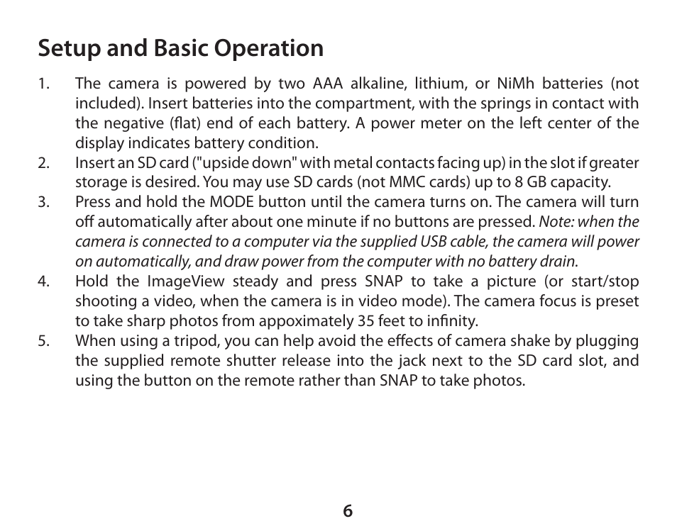 Setup and basic operation | Bushnell 111026 User Manual | Page 6 / 20