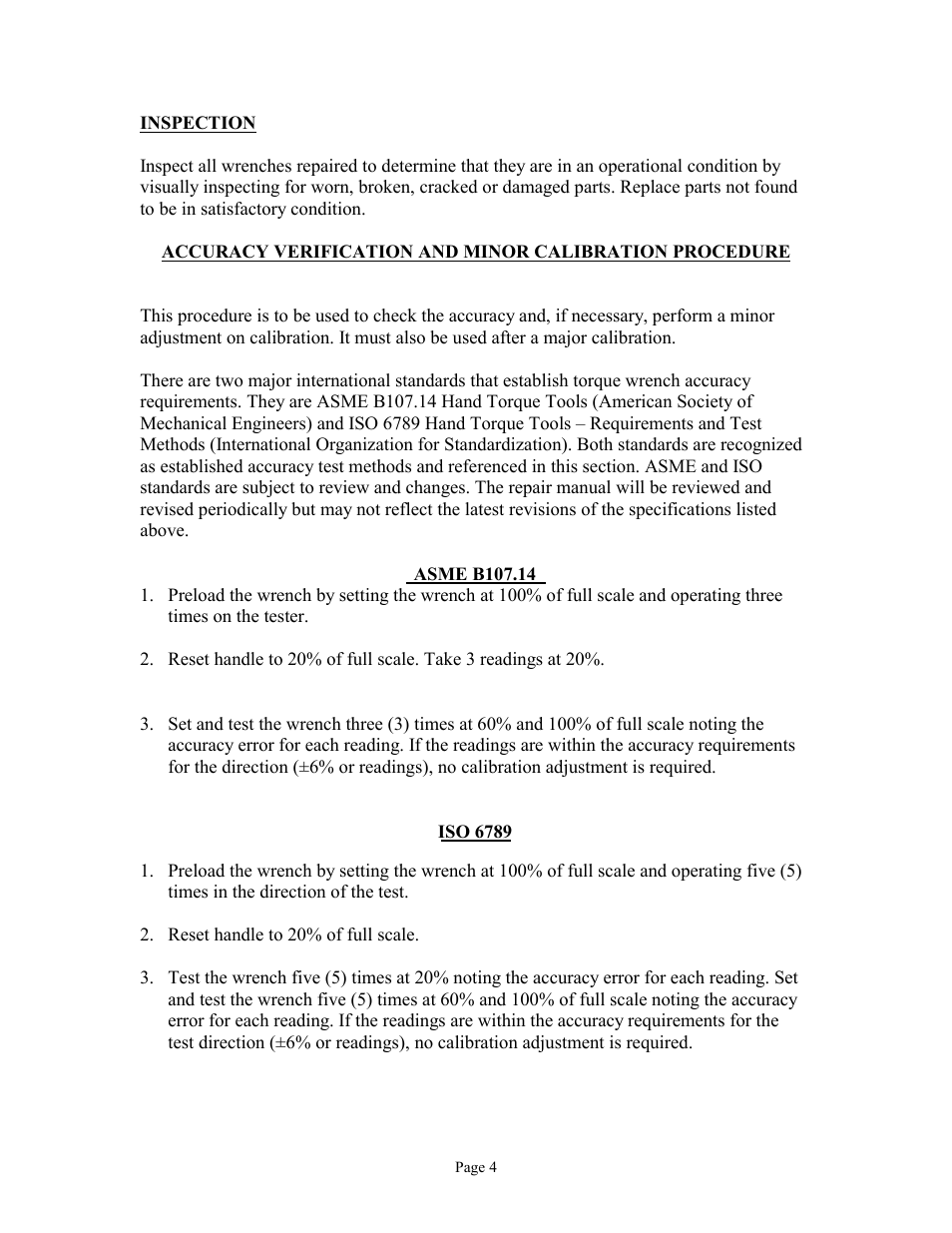 Inspection, Asme b107.14m, Iso6789 | CDI Torque TORQUE SCREWDRIVERS User Manual | Page 7 / 16